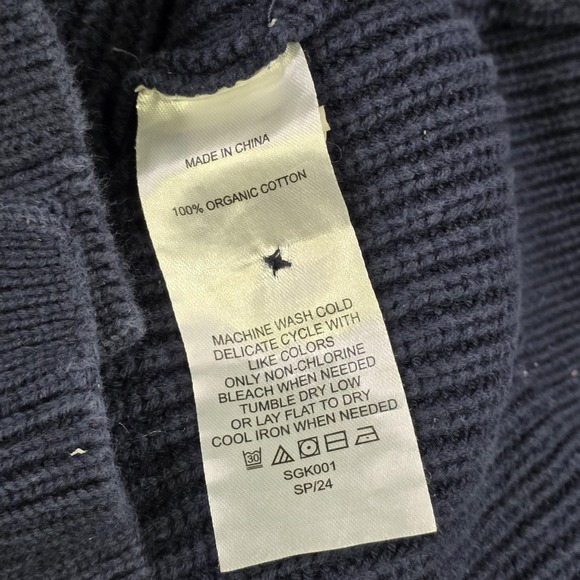 Quince Sweater Womens Small Navy 100% Organic Cotton Boxy Cropped Cardigan Knit - Picture 10 of 14